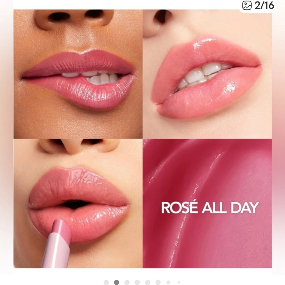 New! Buxom Unisex 0.07Oz Rose All Day Full-On Lip Glow Balm